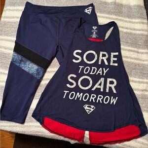 Her Universe Navy Superman Tank Top & Capris Workout Set
